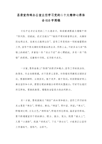 县委宣传部办公室主任学习党的二十大精神心得体会610字简稿