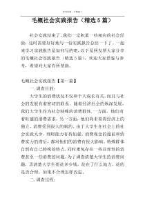 毛概社会实践报告（精选5篇）