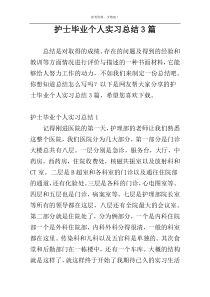 护士毕业个人实习总结3篇