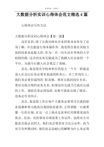 大数据分析实训心得体会范文精选4篇