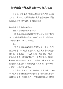 钢铁是怎样炼成的心得体会范文4篇