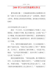 [600字]小台灯的说明文作文