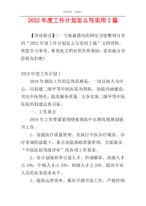 2022年度工作计划怎么写实用2篇