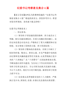 纪委书记考察意见集合4篇