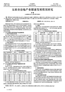 太原市房地产业健康发展状况研究