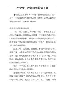 小学骨干教师培训总结3篇