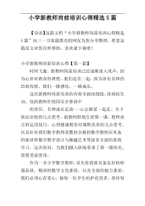 小学新教师岗前培训心得精选5篇