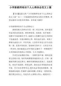 小学新教师培训个人心得体会范文2篇