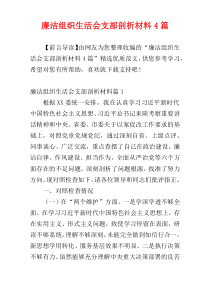 廉洁组织生活会支部剖析材料4篇