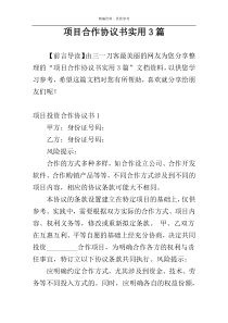 项目合作协议书实用3篇