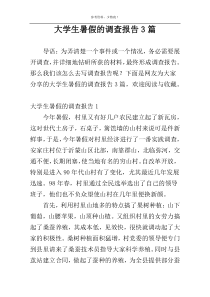 大学生暑假的调查报告3篇