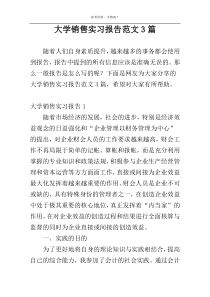 大学销售实习报告范文3篇