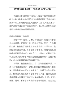 教师初级职称工作总结范文4篇