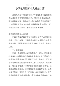 小学教师期末个人总结2篇