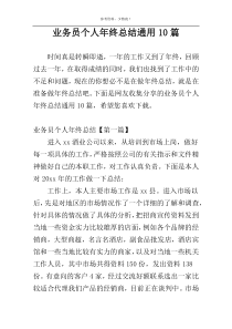 业务员个人年终总结通用10篇