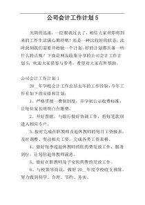 公司会计工作计划5