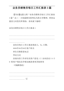 业务员销售员每日工作汇报表3篇