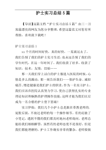 护士实习总结5篇