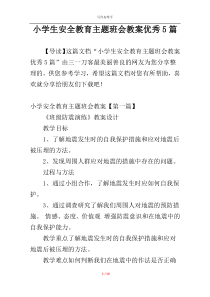 小学生安全教育主题班会教案优秀5篇