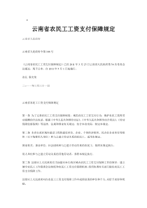 云南省农民工工资支付保障规定