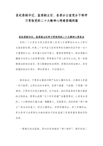 县纪委副书记、监委副主任、县委办公室党办干部学习贯彻党的二20十大精神心得感悟稿两篇