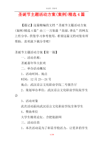 圣诞节主题活动方案(案例)精选4篇