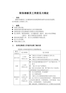 财务部新员工岗前见习规定