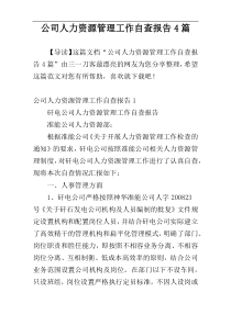 公司人力资源管理工作自查报告4篇