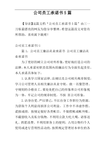 公司员工承诺书5篇