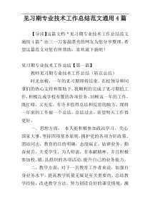 见习期专业技术工作总结范文通用4篇