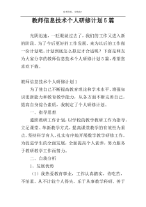 教师信息技术个人研修计划5篇