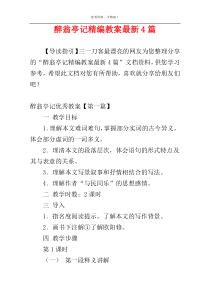 醉翁亭记精编教案最新4篇