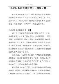 公司财务实习报告范文（精选4篇）