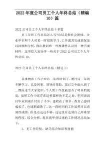 2022年度公司员工个人年终总结（精编10）篇