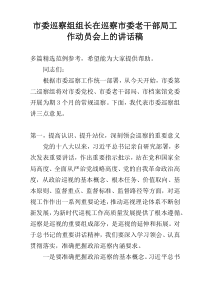 市委巡察组组长在巡察市委老干部局工作动员会上的讲话稿