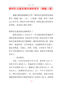 教师队伍建设情况调研报告（精编3篇）