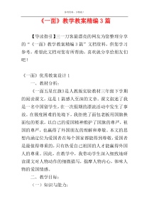 《一面》教学教案精编3篇