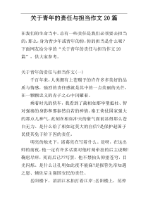 关于青年的责任与担当作文20篇