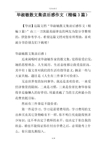 毕淑敏散文集读后感作文（精编3篇）