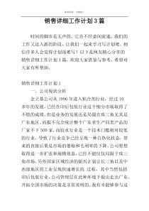 销售详细工作计划3篇