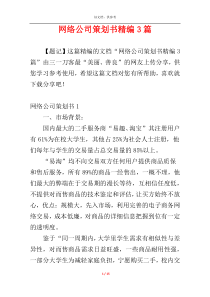 网络公司策划书精编3篇