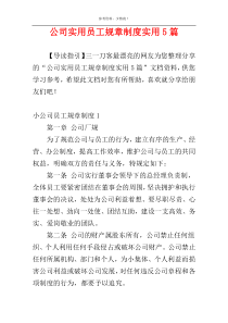 公司实用员工规章制度实用5篇