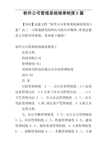 软件公司管理系统规章制度5篇