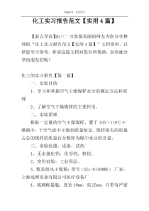 化工实习报告范文【实用4篇】