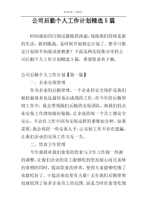 公司后勤个人工作计划精选5篇