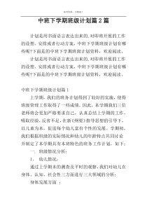 中班下学期班级计划篇2篇