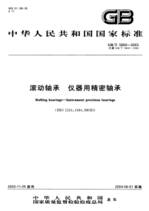 GBT 5800-2003 滚动轴承 仪器用精密轴承