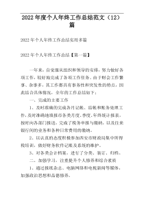 2022年度个人年终工作总结范文（12）篇