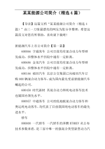 某某能源公司简介（精选4篇）