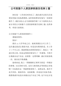 公司客服个人原因辞职报告范例2篇